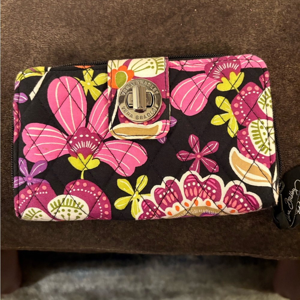 Vera Bradley Floral Wallet - Pink and Black